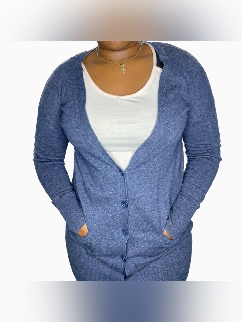 G.H. Bass & Co. Blue Open Front Cardigan Sweater